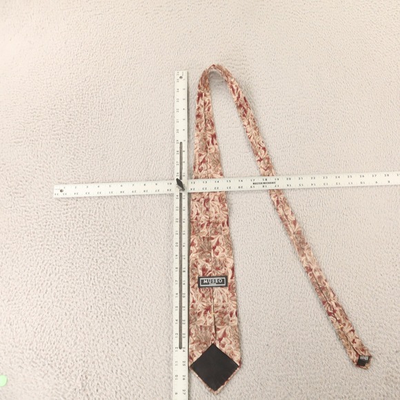 Museo Tie Red Brown Bronze Floral 100% Silk Made in USA 3.75"‎ - Picture 7 of 7